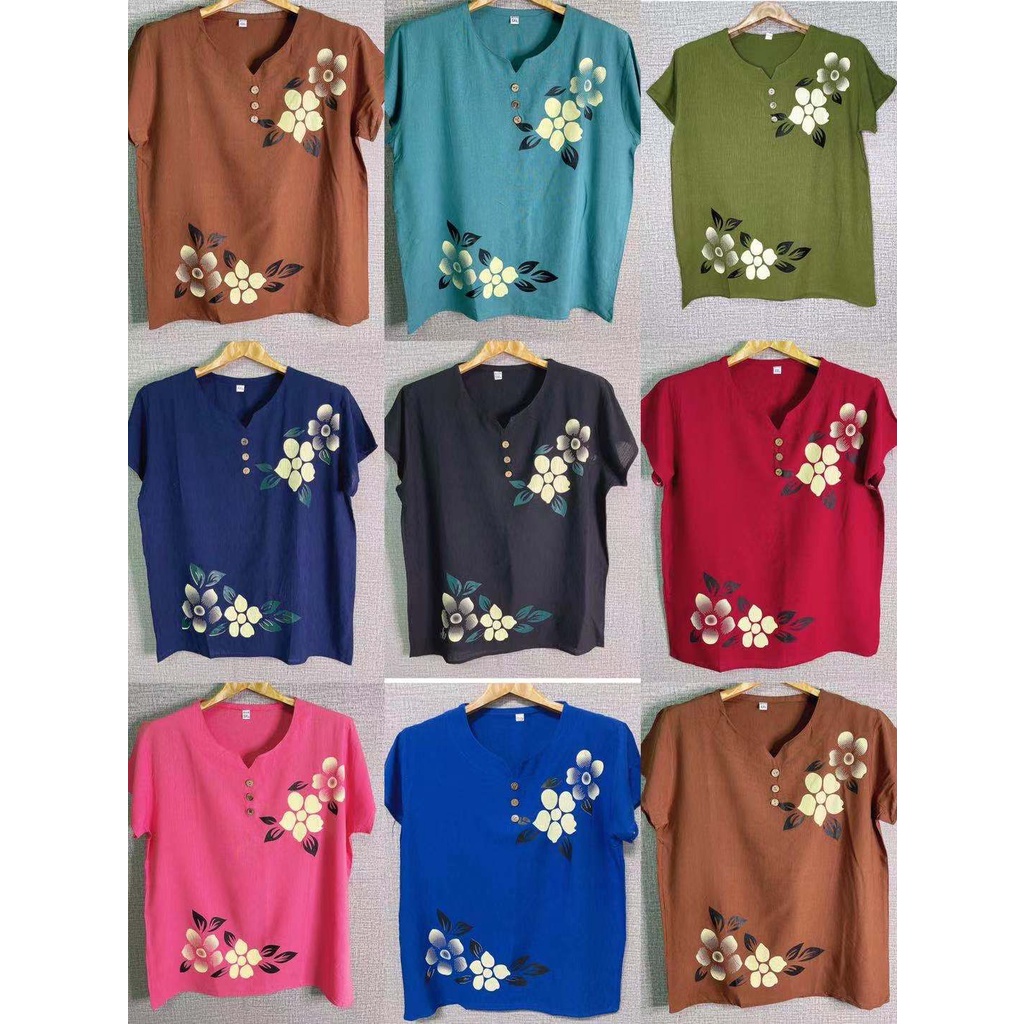ลด 50% ใส่โค้ด INCLZ12 เสื้อพิมพ์ลายดอกแขนสั้นผ้าฝ้ายสีสันสดใส