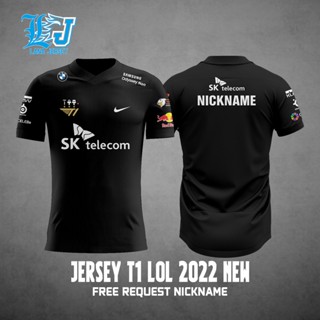 เสื้อกีฬาแขนสั้น ลายทีม T1 ESPORTS LOL 2022-2023 (ฟรีชื่อนิกเกิล)