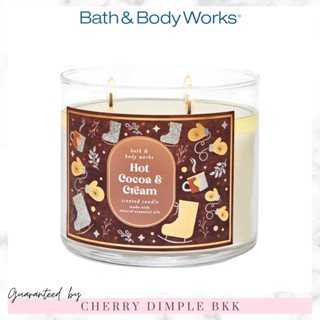 🍒ของแท้·ส่งไว·ถูก🍒BATH AND BODY WORKS เทียนหอม "HOT COCOA" 3-wicks CANDLE ขนาดใหญ่ 3 หัวจุด