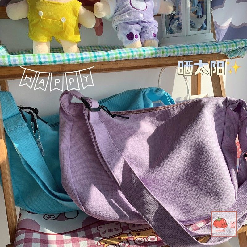 TAIDU กระเป๋านักเรียน ถุงเกี๊ยวสีทึบ วาฟเฟิลเกาหลี ลำลอง อเนกประสงค์และเรียบง่าย อินเทรนสุดๆ