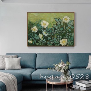 วอลเปเปอร์ผ้าใบ ลาย Van Gogh White Rose สไตล์นอร์ดิก สําหรับตกแต่งบ้าน ห้องนั่งเล่น