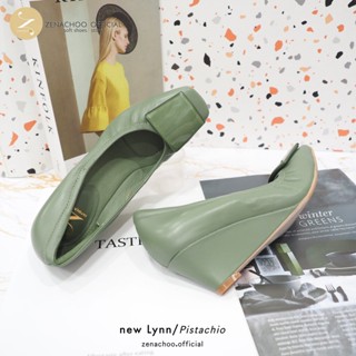 Zenachoo รองเท้าส้นสูงหัวตัด หนังแกะแท้ New Lynn สี Pistachio