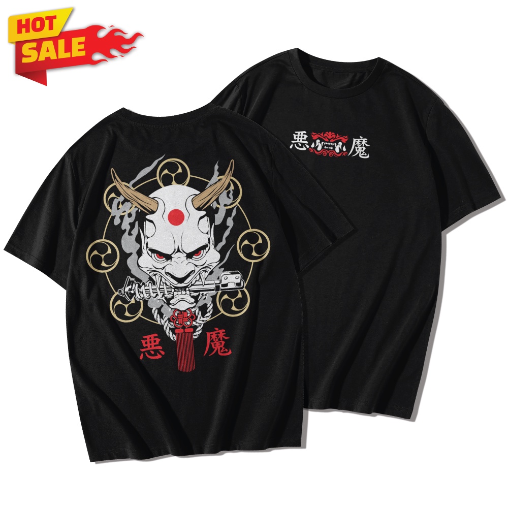 LOWRIDER เสื้อยืดคอตต้อนแท้ ไม่หด ไม่ย้วย ลายสกรีน DEMON Japan (แขนสั้น)