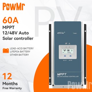 Powmr EPever MPPT 60A ตัวควบคุมพลังงานแสงอาทิตย์ 12V 24V 36V 48V ไฟแบ็คไลท์อัตโนมัติ จอ LCD สําหรับ Max 150V PV Input 6415AN