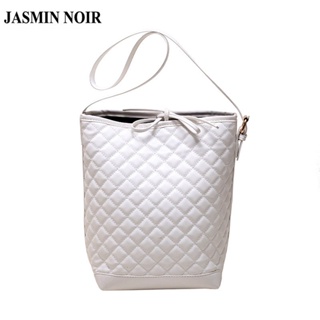 Jasmin NOIR กระเป๋าสะพายไหล่ กระเป๋าถือ ทรงบักเก็ต ลายสก๊อต เรียบง่าย สําหรับสตรี