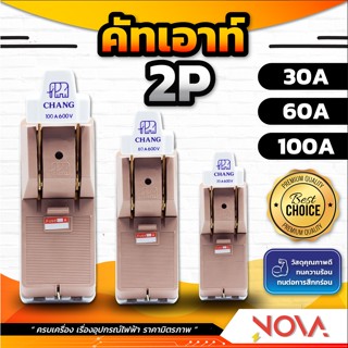 คัทเอาท์ช้าง 2P/ 30A , 60A , 100A / สะพานไฟ คัทเอาท์2สาย ช้าง พร้อมฟิวส์ CHANG