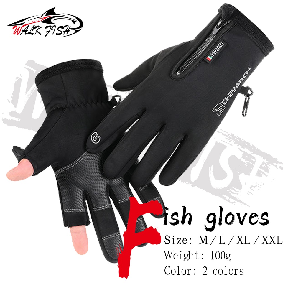 Walk FISH ถุงมือตกปลา กันน้ํา กันลม กันลื่น ให้ความอบอุ่น สําหรับเล่นกีฬา ปั่นจักรยาน ตกปลา