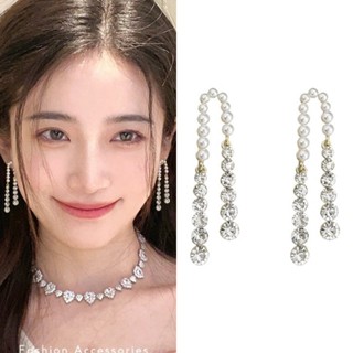 ต่างหูมุก Rhinestone ต่างหูกระดุมเจาะต่างหูแฟชั่นเครื่องประดับต่างหู