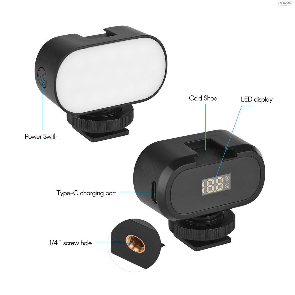 Andoer ST15RGB ไฟวิดีโอ RGB LED ขนาดเล็ก ไฟเติมแสง 7 สี CRI95 + แบตเตอรี่ลิเธียมในตัว พร้อมเมาท์ขาตั้ง สําหรับสมาร์ทโฟน กล้องแอคชั่น Vlog สตรีมมิ่งสด