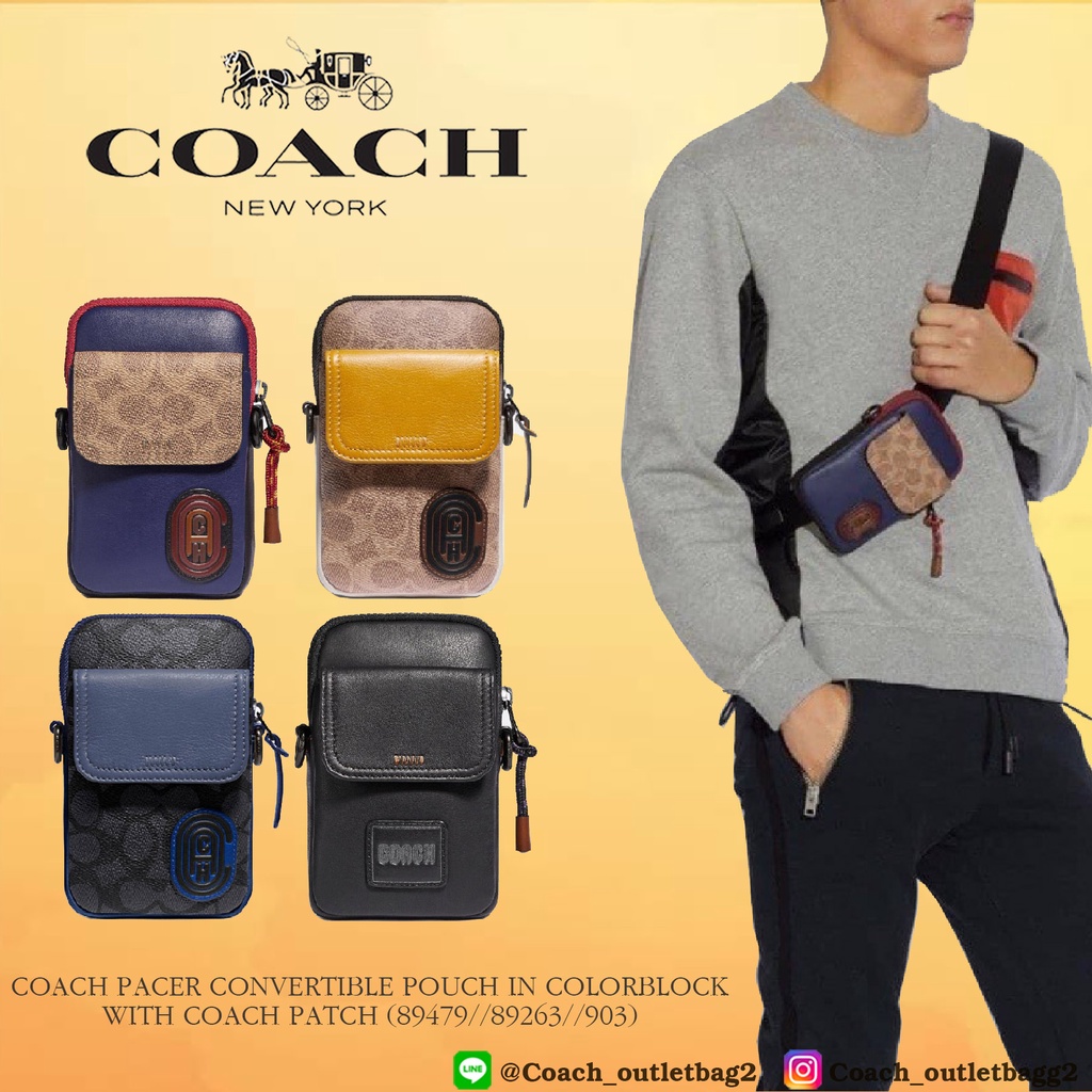 COACH PACER CONVERTIBLE POUCH IN COLORBLOCK SIGNATURE CANVAS WITH COACH PATCH
