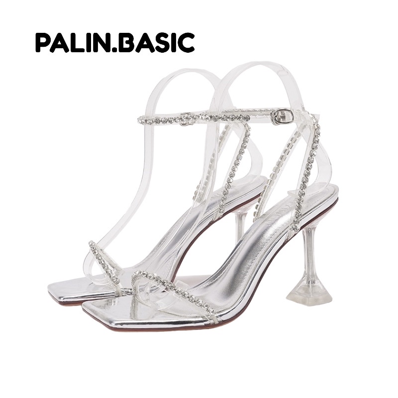 ร้านไทย🔥 PALIN.BASIC 34-41 (งานพรีเมี่ยม) รองเท้าส้นสูง รัดส้น คาดเพชร ส้นสูง 8ซม. ทรงแบบ Amina (L-93, L-96)