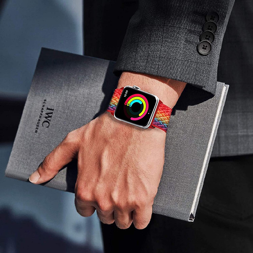 สายไนลอนเหมาะสำหรับ iwatch10 46mm S9 8 6 7 5 4 3 2 1 SE สายทอลูกฟูก 49 มม./45/44/42/40/41/38 มม.