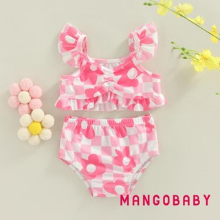 (จัดส่งในกรุงเทพฯ)-ชุดว่ายน้ําบิกินี่ ลายสก๊อต ดอกไม้ แขนบิน…