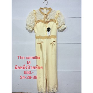 จั๊มสูทขายาว สีเหลือง THE CAMELLIA SIZE M มือหนึ่งป้ายห้อย