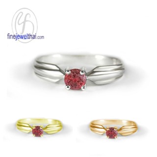 Finejewelthai-แหวนทับทิม-แหวนเงินแท้-แหวนพลอย-พลอยประจำเดือนเกิด-Ruby-Silver-Ring-R1233rb(เลือกสีตัวเรือนได้)