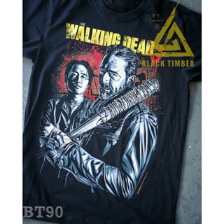 BT 90 The walking dead Series เสื้อยืด สีดำ BT Black Timber T-Shirt ผ้าคอตตอน สกรีนลายแน่น S M L XL XXL