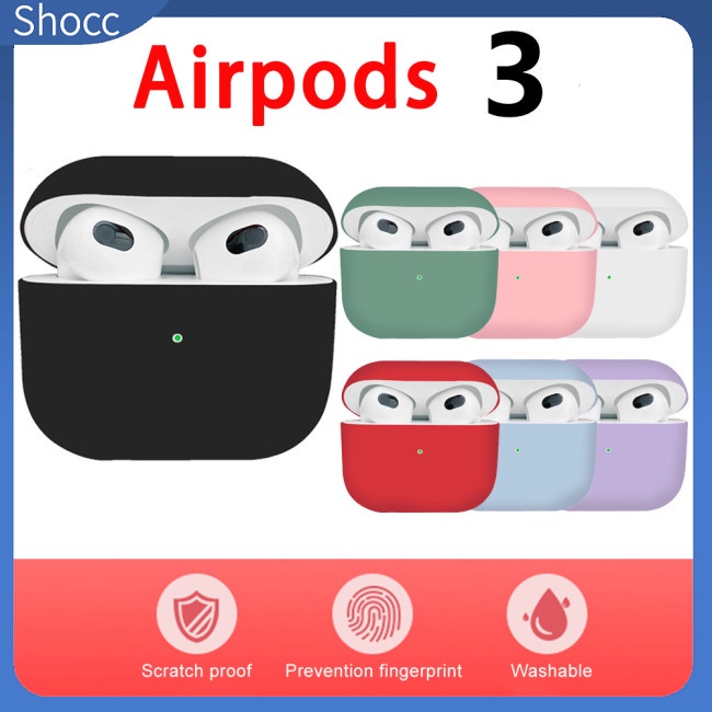 Shocc เคสหูฟังบลูทูธ ซิลิโคน สีพื้น สําหรับ Airpods 3 รุ่น 4