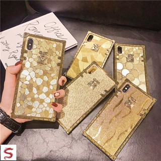 เคสโทรศัพท์มือถือนิ่ม ทรงสี่เหลี่ยม สีทอง หรูหรา แฟชั่น สําหรับ Oppo Reno8 T 5G Reno7 SE Reno6Z Reno5 Reno4 Reno2F 2Z