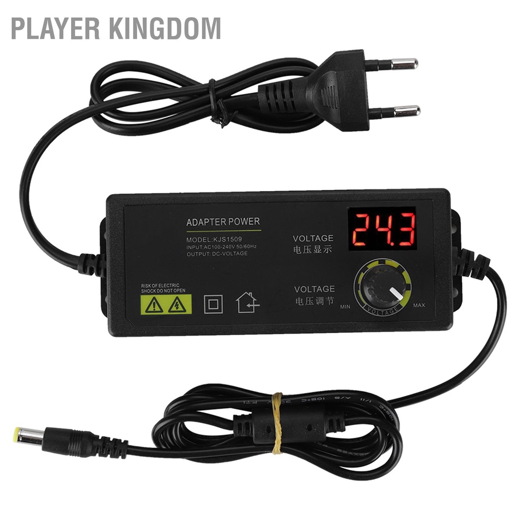 Player Kingdom อะแดปเตอร์พาวเวอร์ 3‐36V ช่วงกว้าง ปรับได้ ป้องกันการรบกวน 60W 1.5A Ac Dc ปลั๊ก Eu 100-240V