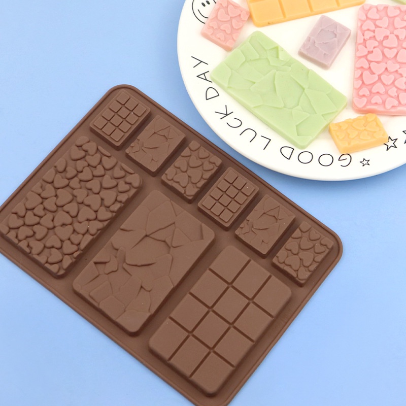 9 ช่องช็อกโกแลตซิลิโคนแม่พิมพ์หัวใจหัก Fondant Patisserie Candy Bar Mould Cube เค้กแม่พิมพ์ครัวเบเกอรี่อุปกรณ์เสริม