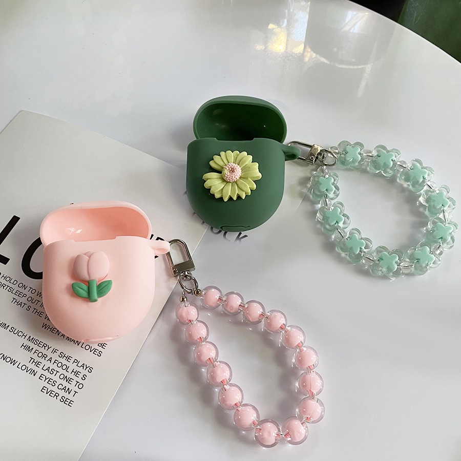 เคสหูฟังซิลิโคน ลายดอกทิวลิปน่ารัก พร้อมสายคล้อง และพวงกุญแจ สําหรับ JBL TUNE 220 225TWS JBL T225 t220