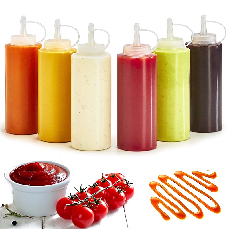 ขวดบีบ PEหนา มีฝาปิด ขวดบีบซอส 240/350/450/650/800/1000ML Sauce bottle with lid warmhouses