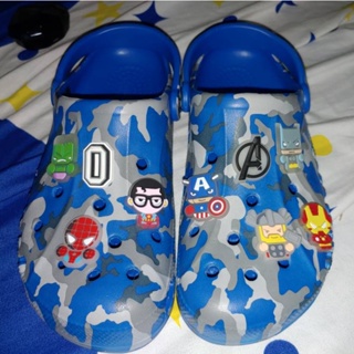 จี้เรืองแสงในที่มืด ลาย Spiderman Thor Jibits Croc Hulk Batman Croc Jibbits น่ารัก อุปกรณ์เสริมตกแต่งรองเท้า สําหรับผู้ชาย