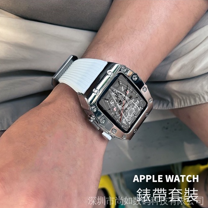 [High-End Quality] สายนาฬิกาข้อมือสเตนเลส ดัดแปลง สําหรับ AppleWatch 7th Generation 6 SE 5 7 44 มม. 45 มม.