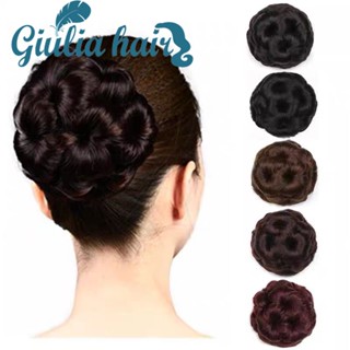 กิูเลียผมสังเคราะห์ต่อผมมวยโดนัท Chignon Updo ชิ้นวิกผมสังเคราะห์ธรรมชาติของผู้หญิง