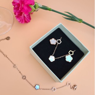 (WELRY.acc) พร้อมส่ง! เซตเครื่องประดับสแตนเลสลายดอกไม้หน้ามุข รุ่น Eliza