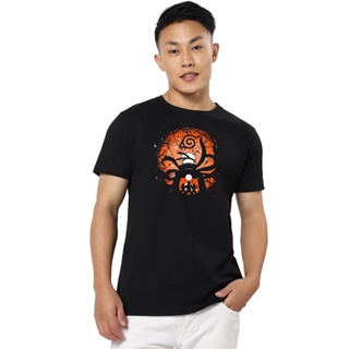 Mens Black Anime Naruto Back Graphic Printed T-shirt เสื้อคนอ้วนผญ เสื้อผ้าแฟชั่น เสื้อยืด เสื้อสาวอวบ เสื้อทหาร