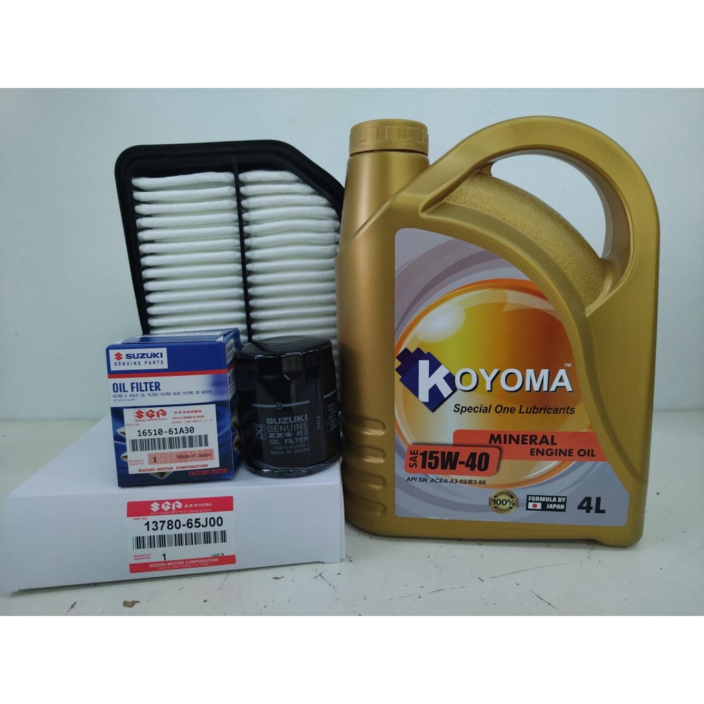 กรองน้ํามันเครื่อง SUZUKI VITARA 16V + กรองอากาศ + KOYOMA 15W40 MINERAL ENGINE OIL