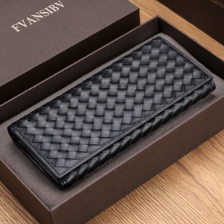 BV Men Long Wallet Leather Luxury Brand 100% Baby Cow Leather Woven Clutch Bag Fashion Simple Business billfold  Ultra-T