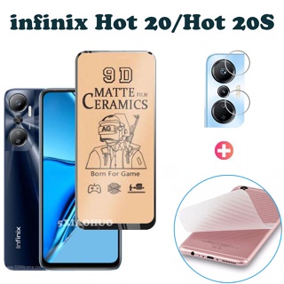 3in1 Infinix Hot 20S ฟิล์มกระจกนิรภัยเซรามิก สําหรับ Infinix Hot 20S เนื้อแมตต์ + ฟิล์มเลนส์ + ฟิล์มด้านหลัง