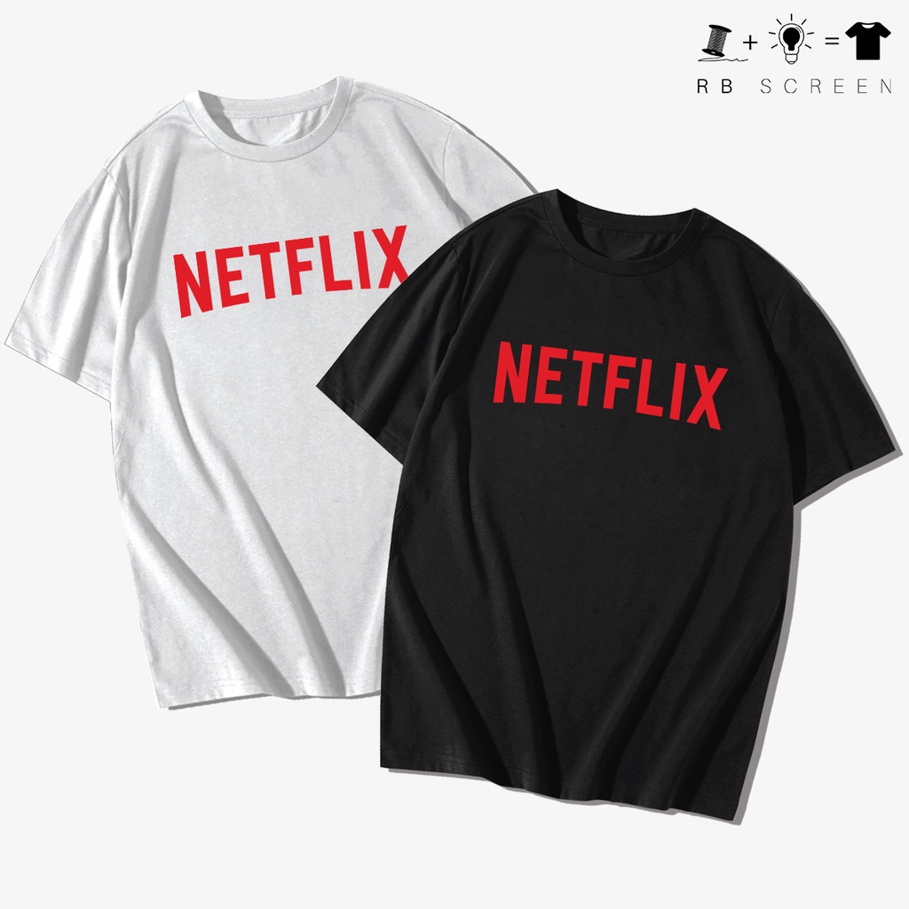 T-Shirts 95 บาท เสื้อยืด NETFLIX เน็ตฟิก สกรีนลายสวย ผ้าคอตตอลแท้100% สีขาว สีดำ Men Clothes