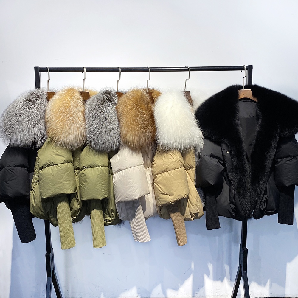 BYOLOAgain Oversized Winter Warm Real Fox Fur Collar Black Down Coat Women Puffer Outerwear Jackets 2022 Autumn Winter #6
