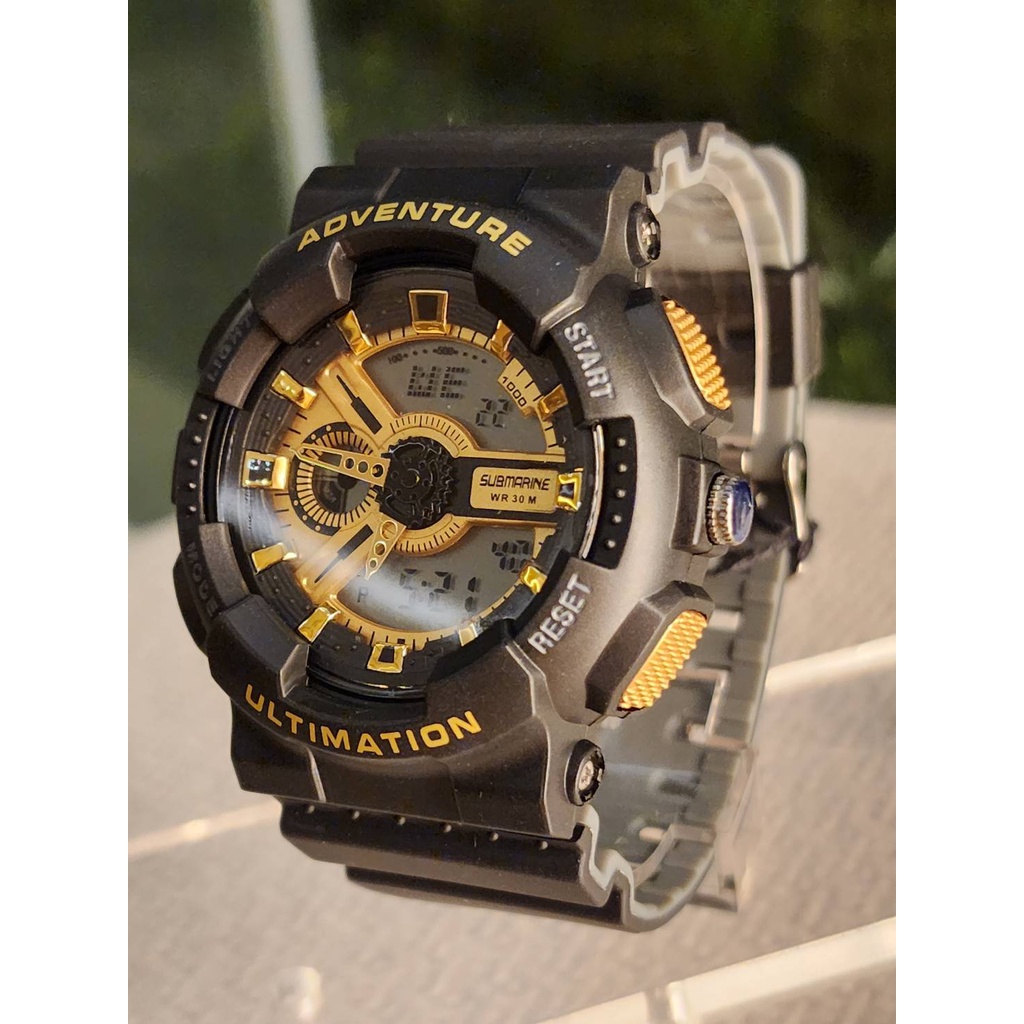 นาฬิกาข้อมือผู้ชาย US SUBMARINE แท้ ทรงสปอร์ตนาฬิกาข้อมือ2 ระบบ DIGITALและ เข็มฯ สายซิลิโคน แสดงวัน-