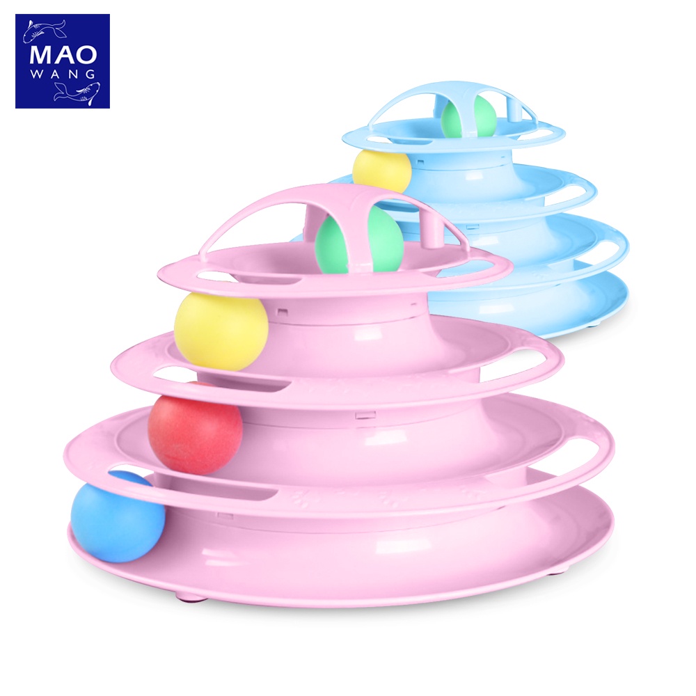 MAO รางบอลทาวเวอร์ 4 ชั้น แบบวงกลม อุปกรณ์สัตว์เลี้ยง Tower Cat ของเล่นหมุนพร้อมบอล