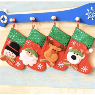 🚚จัดส่งทันที🚚 Christmas sock พร้อมส่ง ถุงเท้าของขวัญคริสต์มาส ลายการ์ตูน ของตกแต่งวันคริสต์มาส