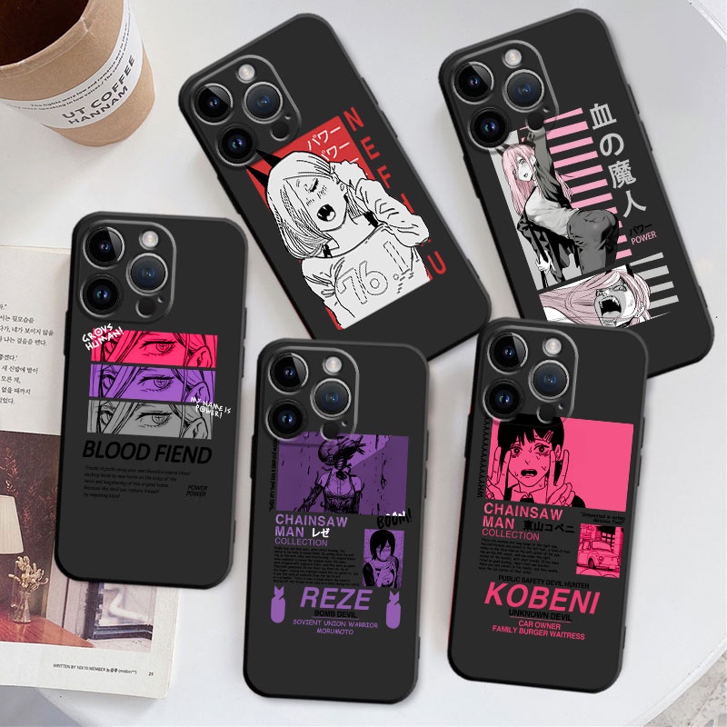 Celular เคสไอโฟน 11 12 13 14 Pro Max iPhone 7 8 Plus XS XR max i11 Protection Capinha Anime Chainsaw