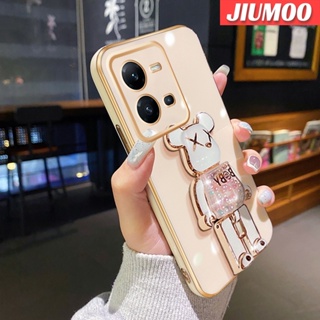 เคสโทรศัพท์มือถือ ป้องกันเลนส์กล้อง ป้องกันกระแทก ลายหมี หรูหรา สําหรับ vivo V25 5G V25 Pro 5G