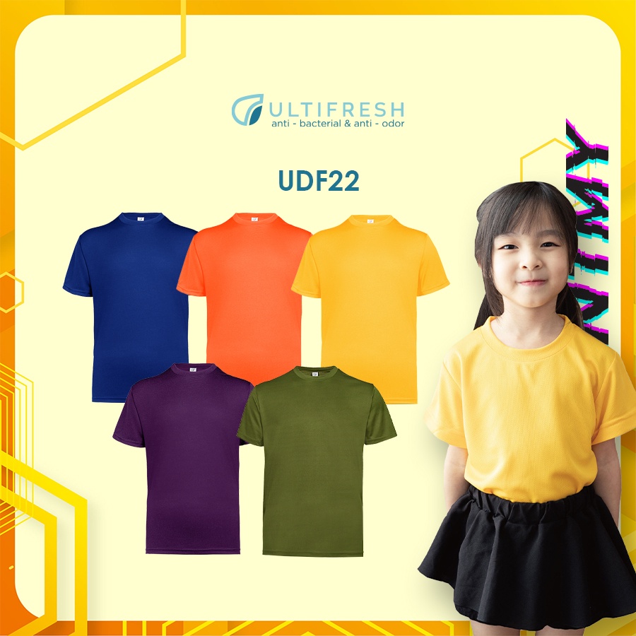 Ultifresh UDF22 NTMY.os Performance ไมโครไฟเบอร์ Dri-Fit Anti-Bacterial Anti-กลิ่นลูกเรือคอเด็กเยาวช