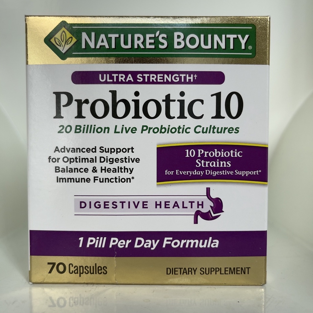 Nature’s bounty Probiotic 10 Ultra Strength 70 capsule ดีท็อกส์ลำใส้ ช่วยการขับถ่าย ถ่ายยาก ท้องผูก 