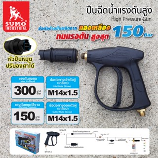 ด้านปืนฉีดน้ำ ปืนฉีดน้ำเครื่องอัดฉีด ปืนฉีดน้ำแรงดันสูง-สั้น (M14x1.5) SUMO