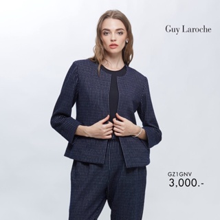 Guy Laroche BUSINESS JACKET NEW GL แจ็คเก็ตทำงานเนื้อผ้า Jersey Jacquard ลาย Stripes สีกรม (GZ1GNV)