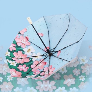 New Illustration Fully Automatic Umbrella Titanium Silver Glue Anti-UV Folding Umbrella Uv Umbrella