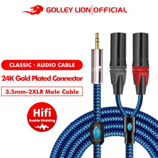 Golley LION สายเคเบิลเสียง 3.5 มม. เป็น XLR คู่ สําหรับเครื่องขยายเสียง โทรศัพท์ แท็บเล็ต ลําโพง คอนโซล สีฟ้า