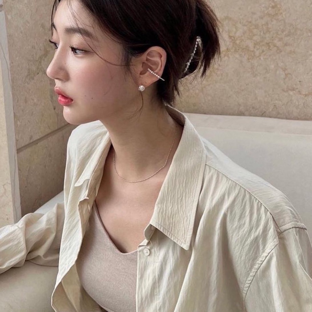 Suwann.na [ราคาต่อคู่] ต่างหู ต่างหูเงินแท้ ต่างหูมุกน้ำจืด มุกแท้ ขนาด 5, 7mm รูปที่ 4