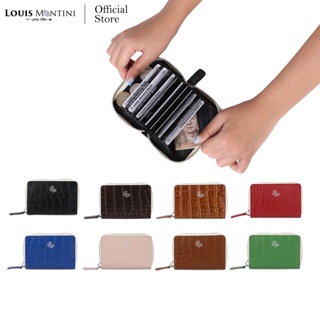 Louis Montini Credit Card Wallet (Cherreen) กระเป๋าผู้หญิงหนังแท้ หนังวัวอัดลายจระเข้ กระเป๋าใส่บัตรเครดิตใบเล็ก WL39