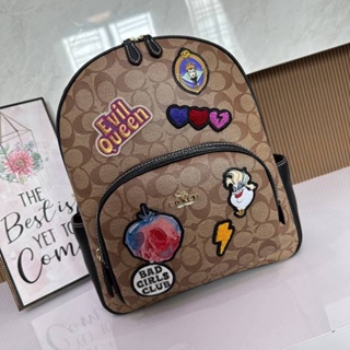 Coach CC148 Disney X Coach Court Backpack In Signature Canvas With Patches